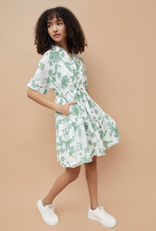 COLOUR ME Floral Print A-line Dress with Slip