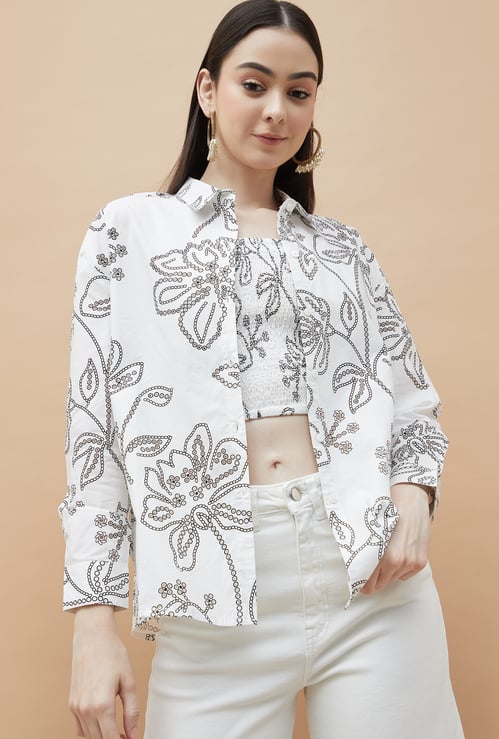 COLOUR ME Floral Printed Shirt with Inner