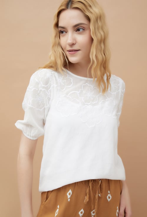 FAME FOREVER Embroidered Top with Camisole