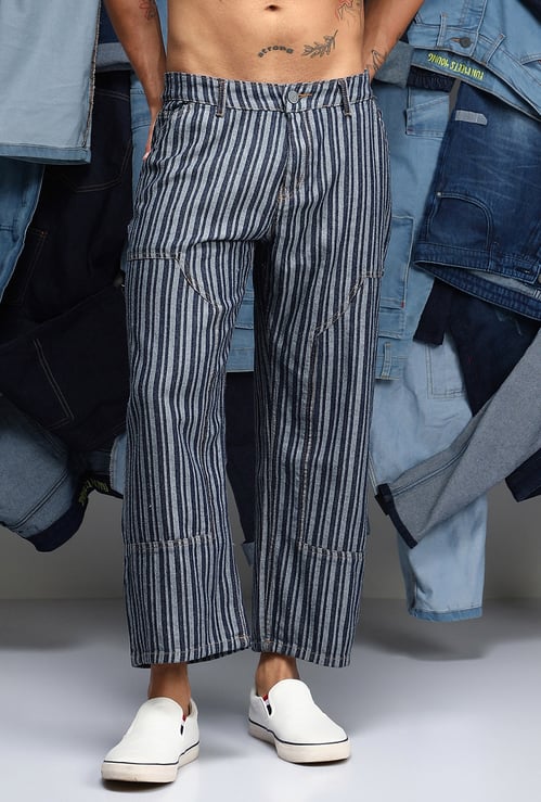CAMPUS SUTRA Striped Straight Fit Utility Jeans