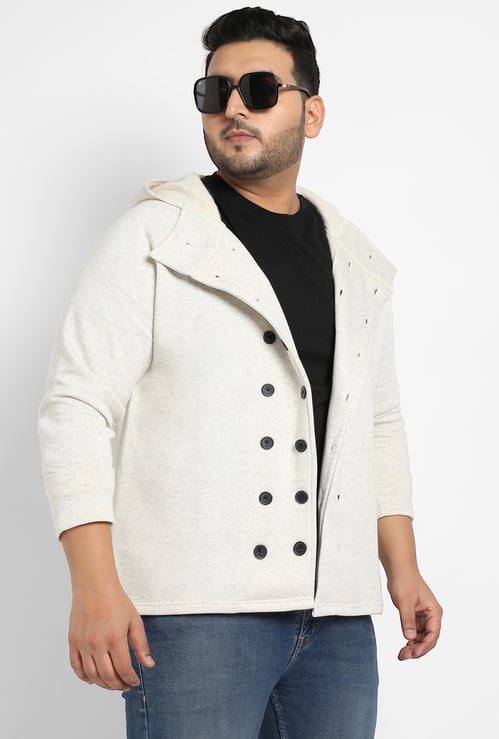 INSTAFAB PLUS Solid Double-Breasted Hooded Jacket