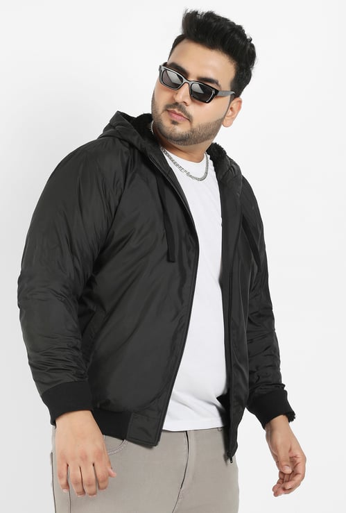 INSTAFAB PLUS Solid Hooded Bomber Jacket