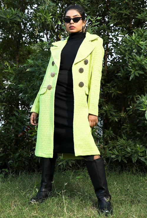 CAMPUS SUTRA Textured Longline Coat