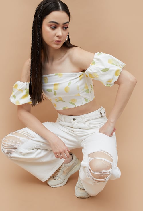 GINGER Lime Print Crop Top