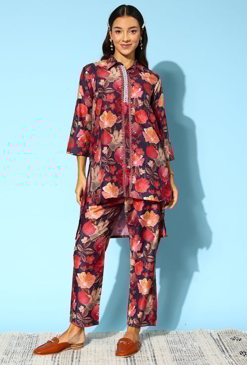 INDO ERA Floral Print High-Low Co-Ord Set