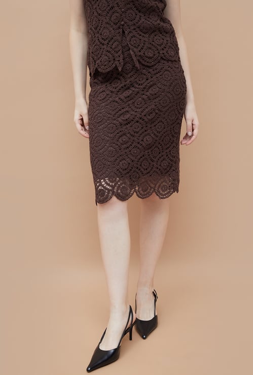 CODE Crocheted Straight Skirt