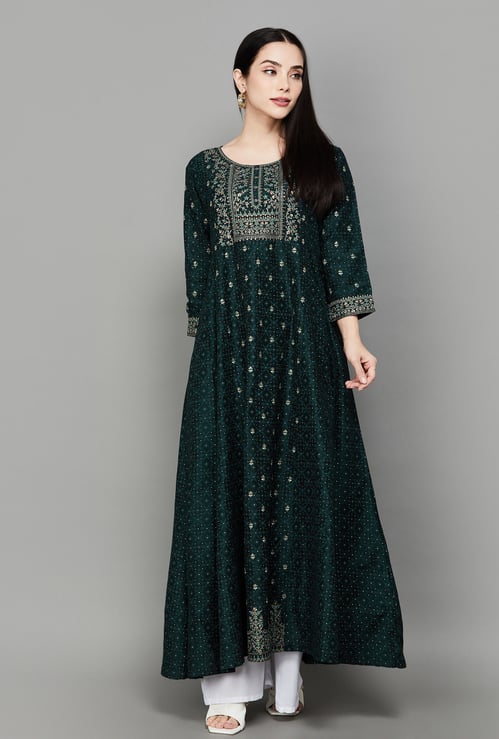 SPAN Embroidered A-Line Kurta