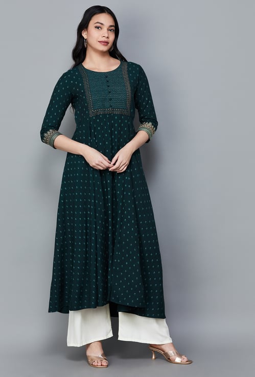 SPAN Embroidered A-line Kurta