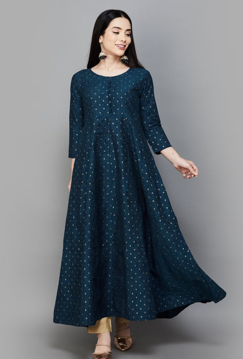SPAN Printed A-line Kurta