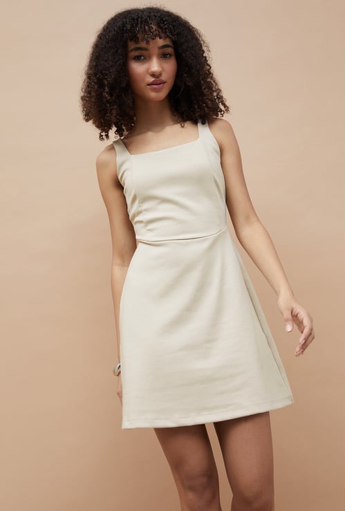 GINGER Solid A-Line Dress