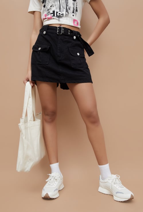 GINGER Solid Mini Skirt