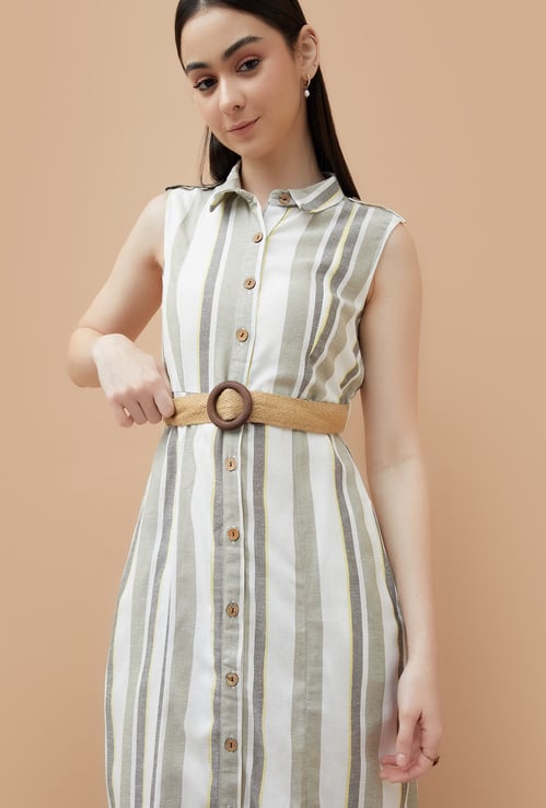 FAME FOREVER Striped Shirt Dress