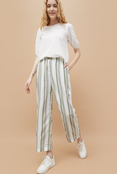 FAME FOREVER Striped Straight Trousers