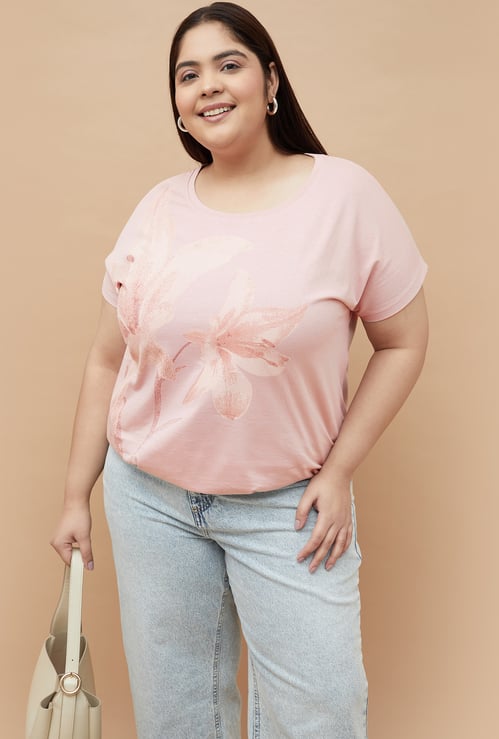 NEXUS Floral Print T-shirt with Extended Sleeves