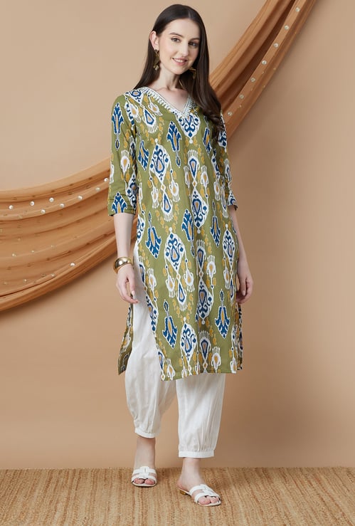 MELANGE Printed Straight Kurta Set