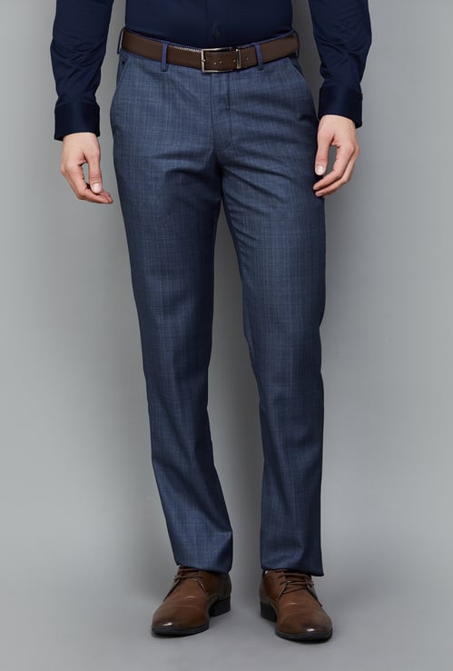 LOUIS PHILIPPE Checked Slim Fit Formal Trousers