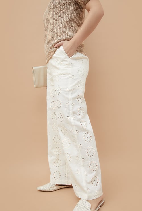 CODE Schiffli Wide Leg Trousers