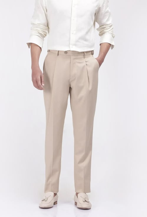 RARE RABBIT Pleated Regular Fit Trousers