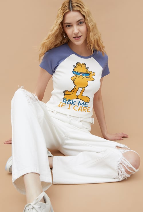 GINGER Garfield Print Crop T-shirt
