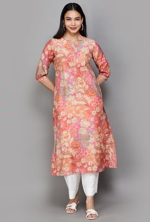 LIBAS Floral Print Straight Kurta