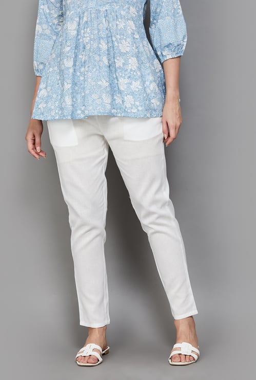 LIBAS Solid Elasticated Straight Pants