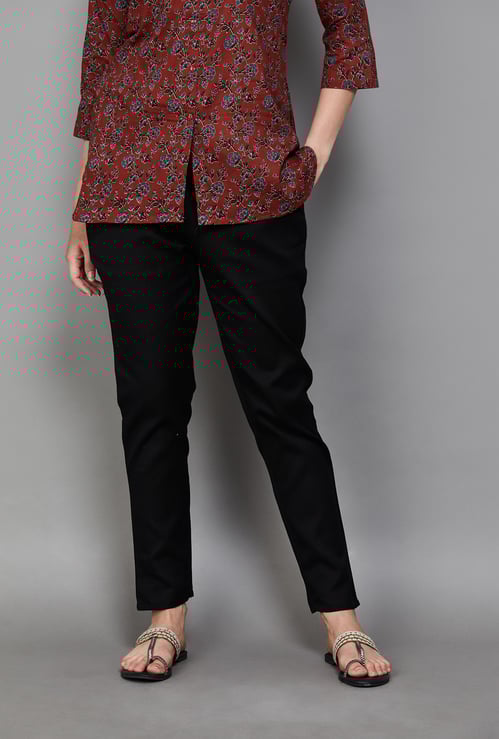 LIBAS Solid Elasticated Straight Pants