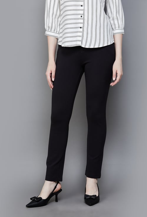 XPOSE Solid Straight Fit Trousers