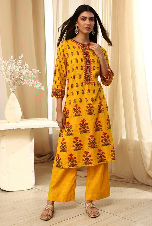 BIBA Floral Print Straight Kurta Set