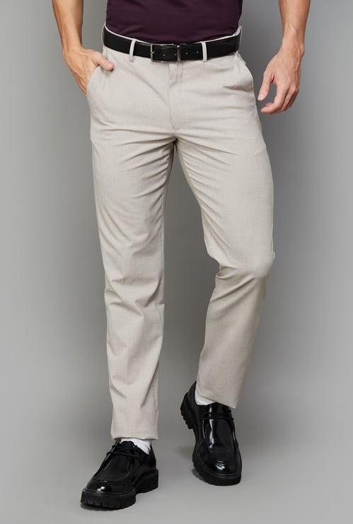 LOUIS PHILIPPE Solid Slim Straight Trousers