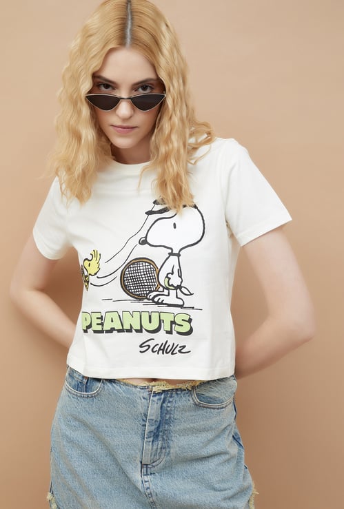 GINGER Snoopy Print Crop T-shirt