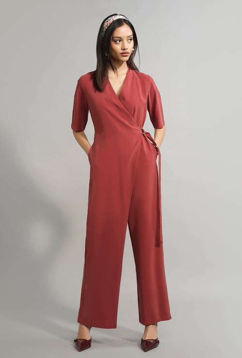 AND Solid Wrap Jumpsuit