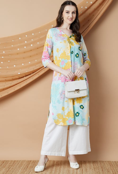 MELANGE Floral Print Straight Kurta