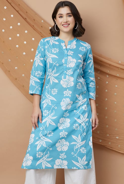 MELANGE Floral Print Straight Kurta