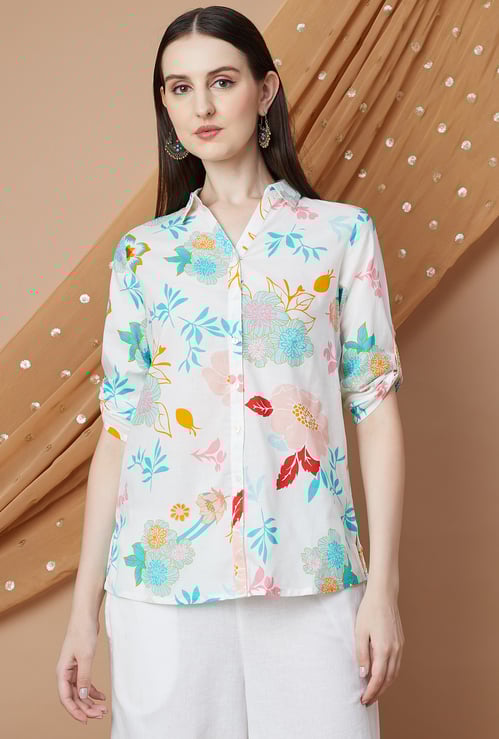 MELANGE Floral Print Straight Kurti