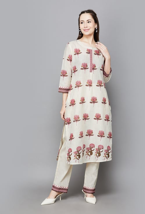 SPAN Floral Print Straight Kurta Set