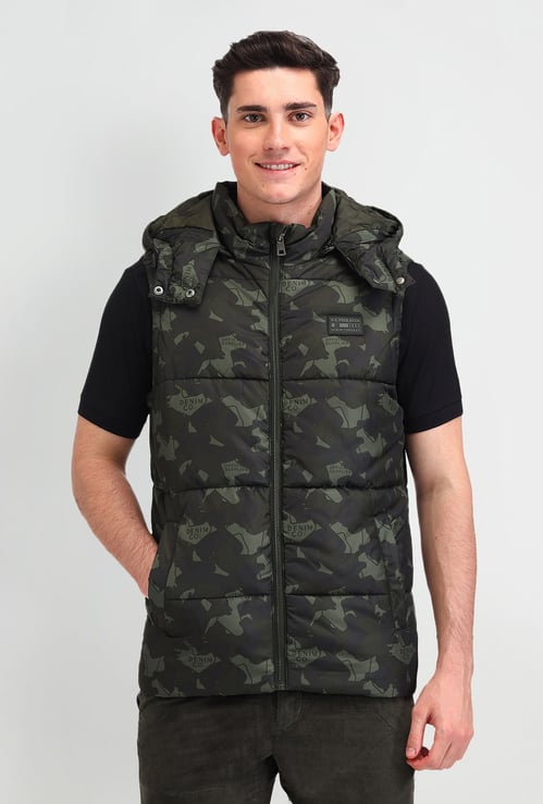 U.S. POLO ASSN. Camouflage Print Hooded Puffer Gilet