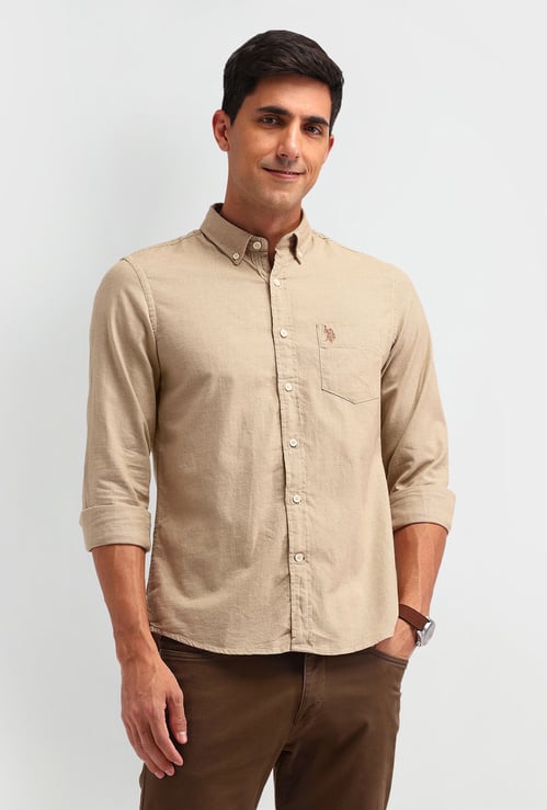 U.S. POLO ASSN. Textured  Slim Fit Shirt