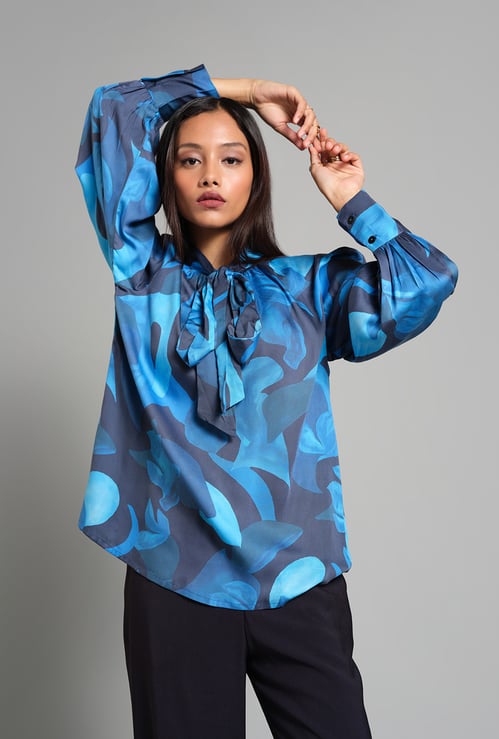 AND Printed Tie-Up Neck Top