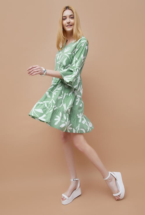 COLOUR ME Floral Printed Tiered Dress