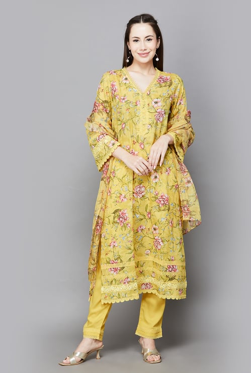 AURELIA Floral Printed Straight Kurta Set