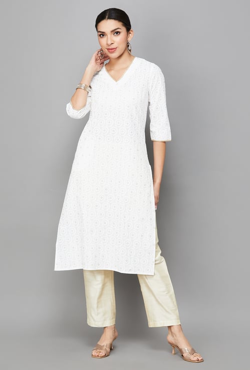 W Printed Straight Kurta