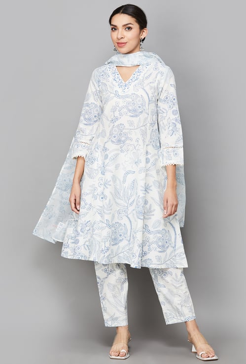 W Floral Print A-line Kurta Set
