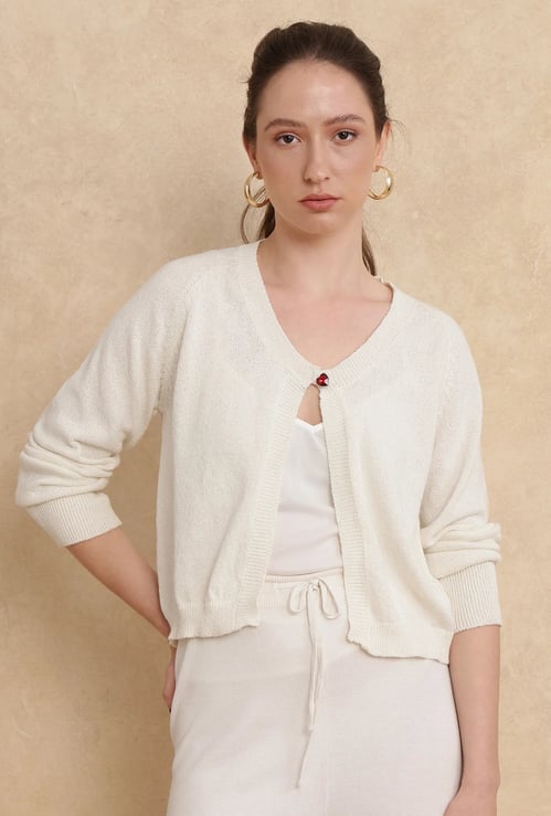RAREISM Knitted Shrug with Heart Embellishment