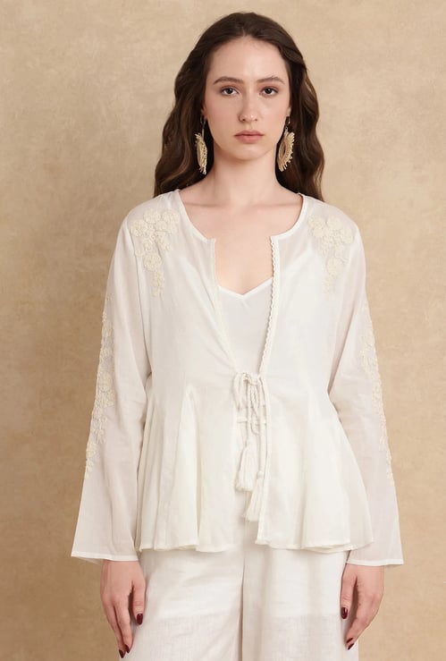 RAREISM Embroidered Tie-Up Shrug