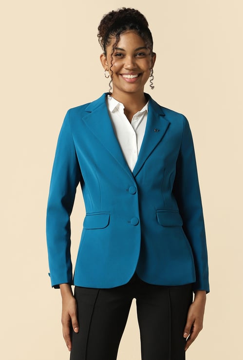ALLEN SOLLY Solid Single Breasted Blazer