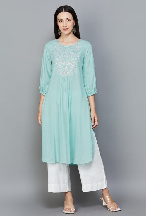 BIBA Embroidered Straight Kurta