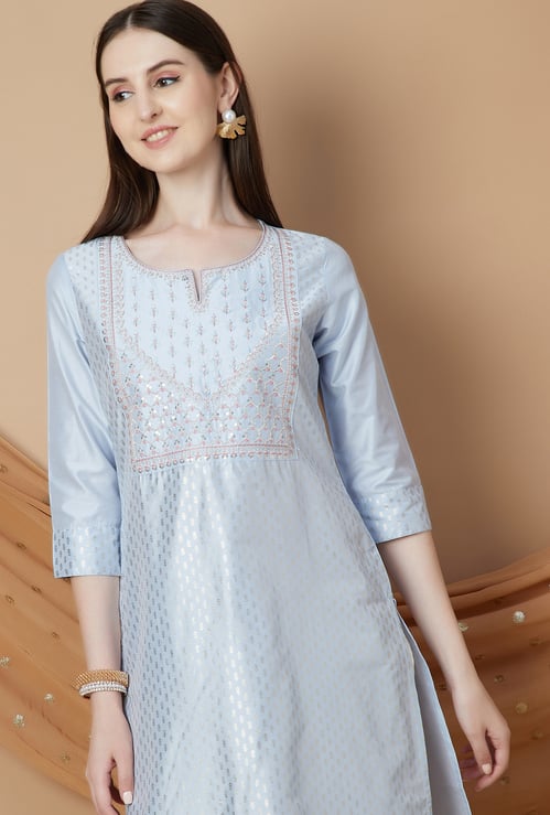 MELANGE Foil Print Straight Kurta