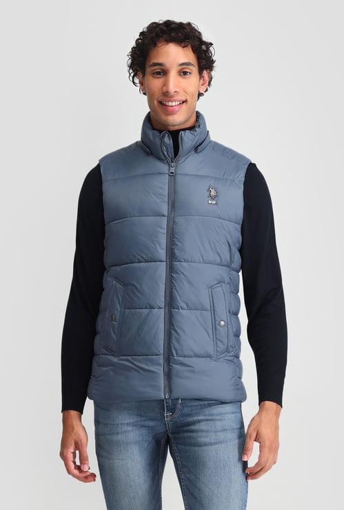 U.S. POLO ASSN. Solid Quilted Padded Jacket with Detachable Hood