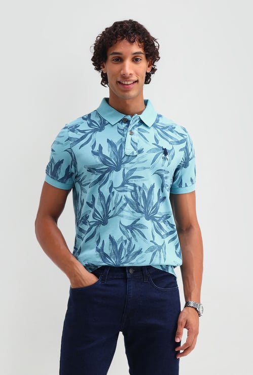 U.S. POLO ASSN. Floral Print Muscle Fit Polo T-shirt