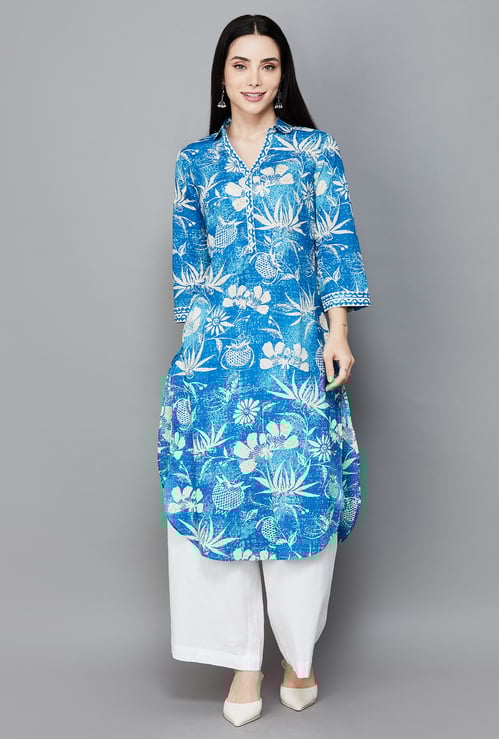 BIBA Floral Print Straight Kurta